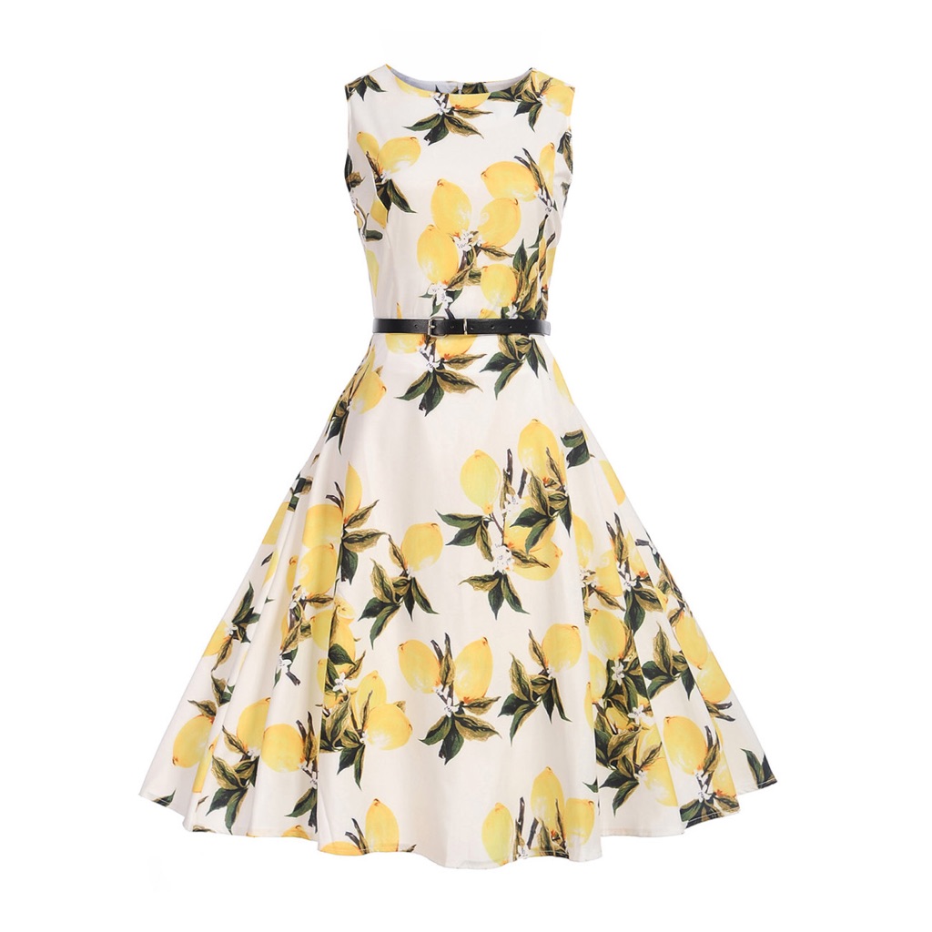 Long Dress With Lemon Pattern
